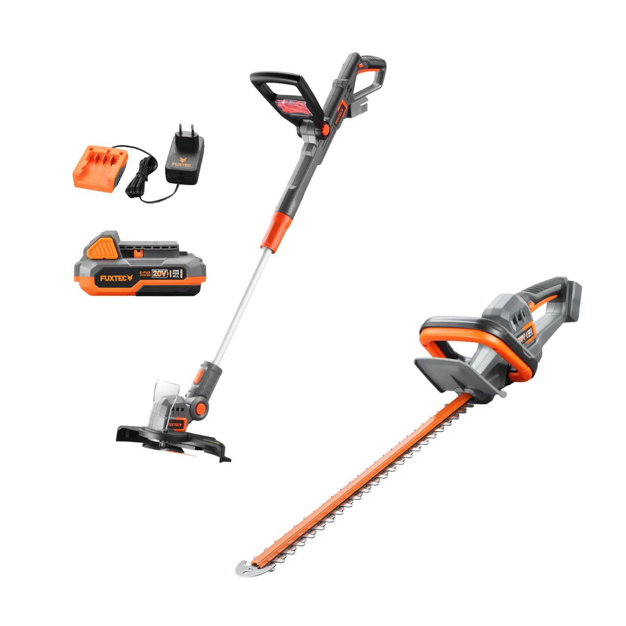 20V záhradná súprava FUXTEC FX-20VSET5 na kosenie trávy a strihanie živého plotu