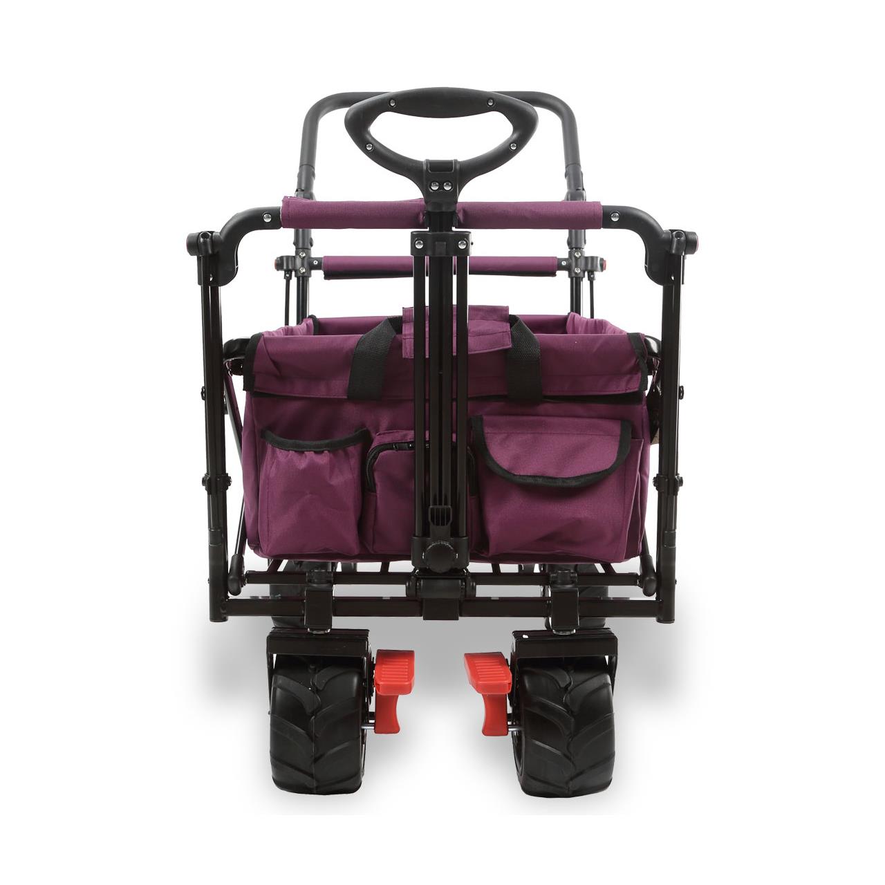 Plážový rucný vozík FUXTEC FX-CTB800 so slnecnou strieškou s UV ochranou, rukovätou na tlacenie a vnútorným rozšírením