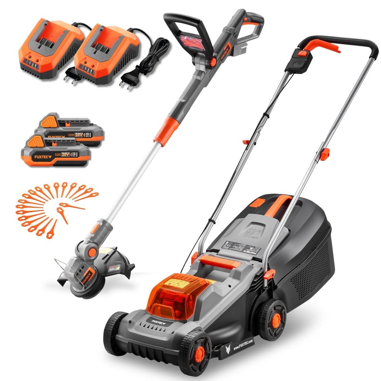 Akumulátorová záhradná súprava FUXTEC 20V FX-E1RM20ECO & FX-E1 RT20 s akumulátorom a nabíjackou