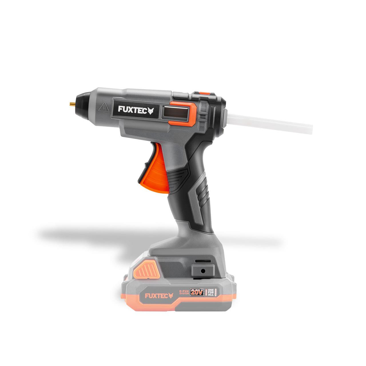 Akumulátorová tavná lepicí pistole FUXTEC 20V FX-E1GG20 bez baterie, bez nabíjecky