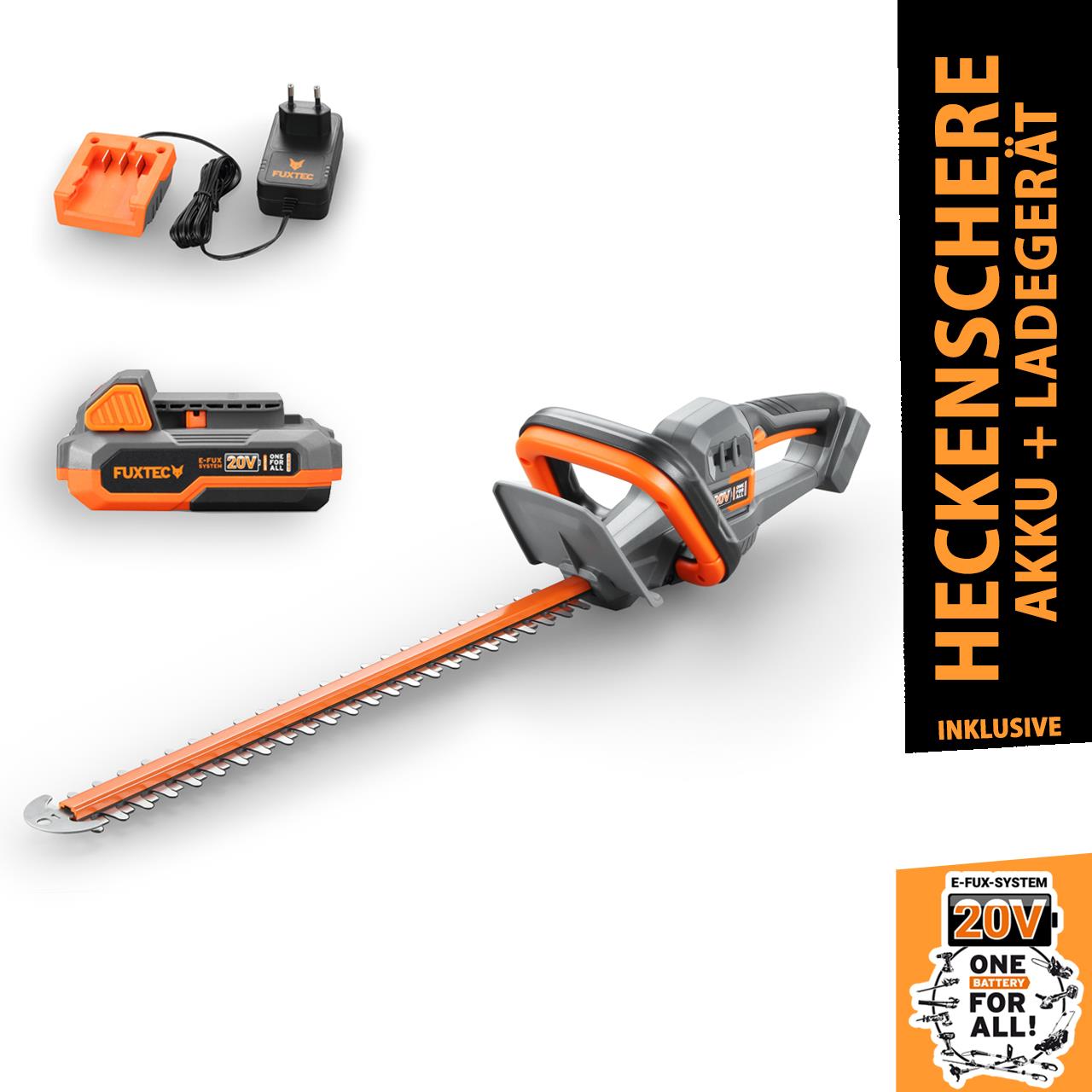 FUXTEC 20V akumulátorové nožnice na živý plot FX-E1HS20 SET s 1 x akumulátorom 2Ah, 1 x nabíjackou 1A
