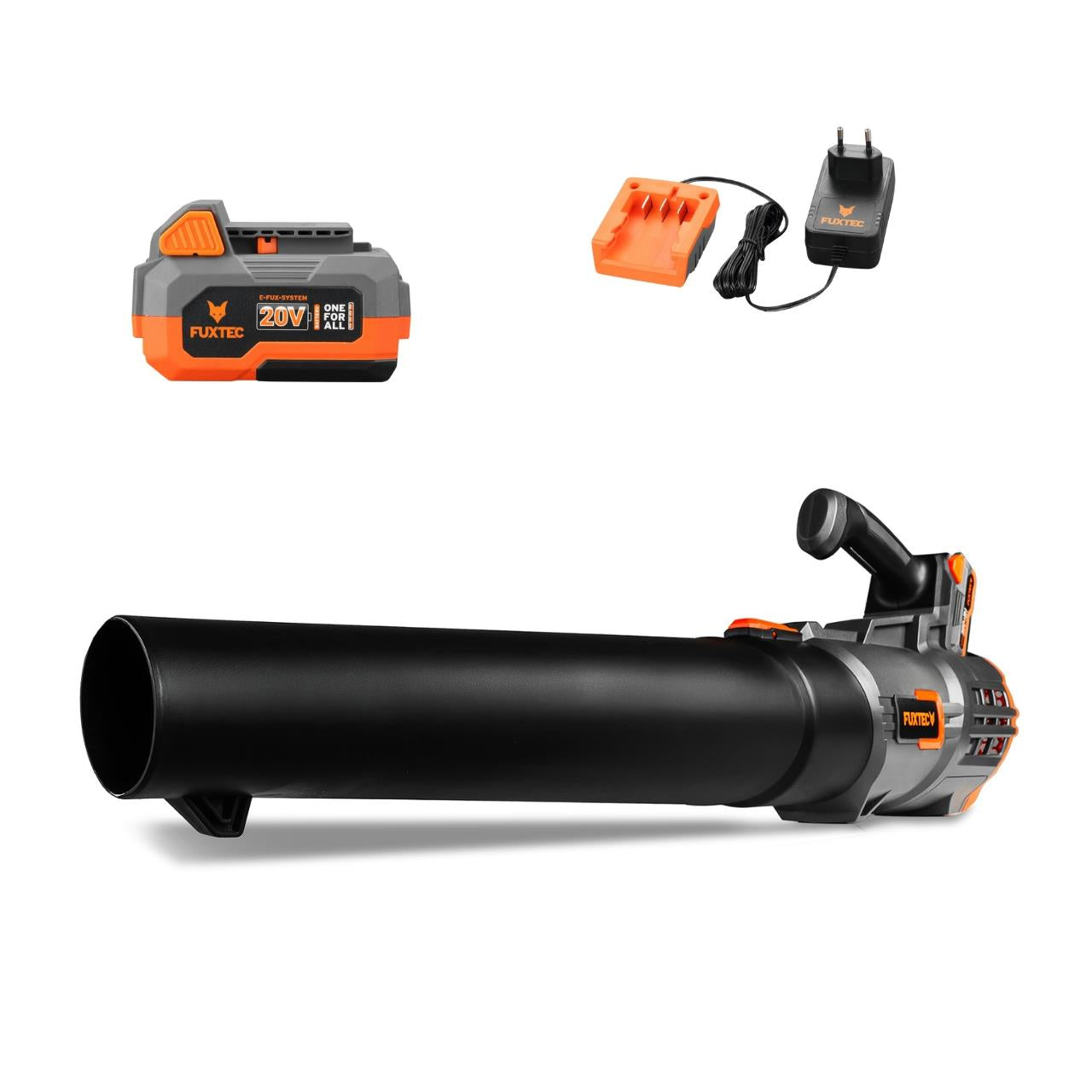 FUXTEC 20V Akku Laubbläser FX-E1LB20 SET 1 mit 1 x Akku 4Ah, 1 x Ladegerät 2,4A