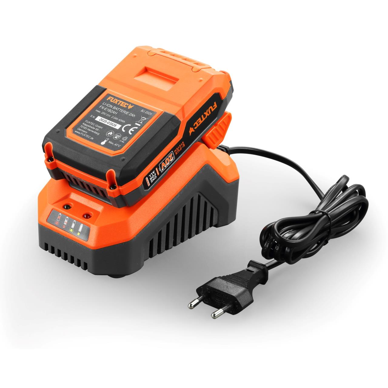 Akumulátorová retezová pila FUXTEC 20V FX-E1KS20 SET 2 s 1 x akumulátorem 2Ah, 1 x nabíjeckou 2,4A