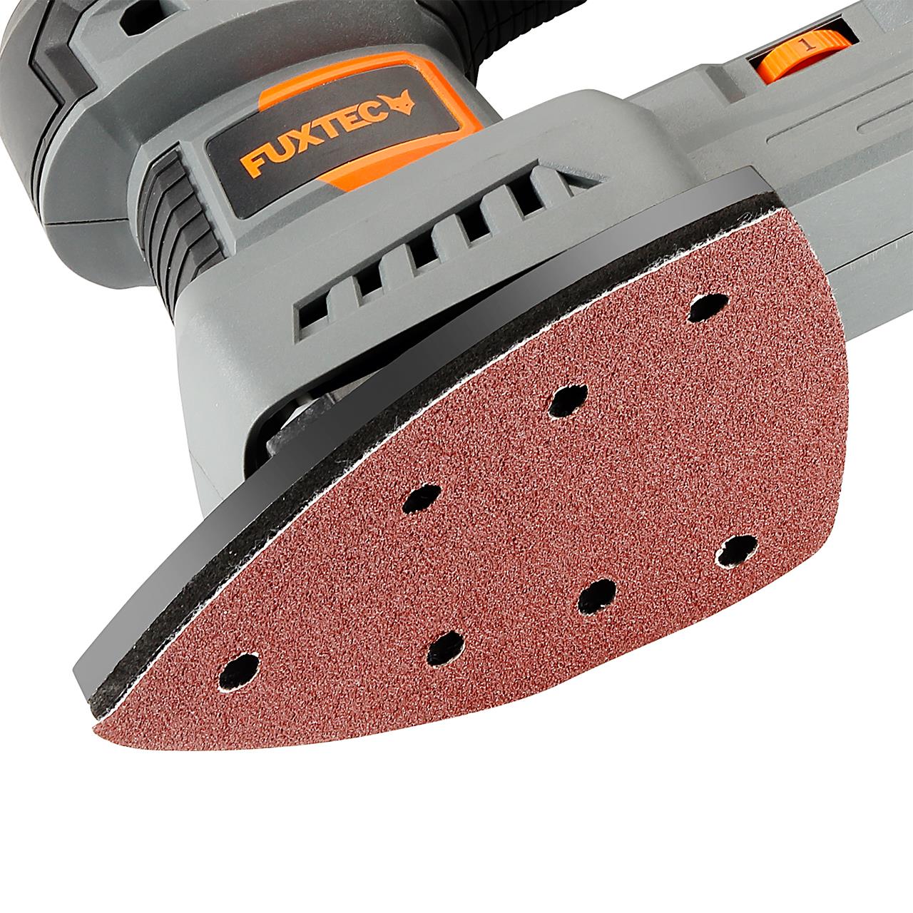 FUXTEC 20V akumulátorová orbitálna brúska FX-E1MS20 SET s 1 x akumulátorom 2Ah, 1 x nabíjackou 1A