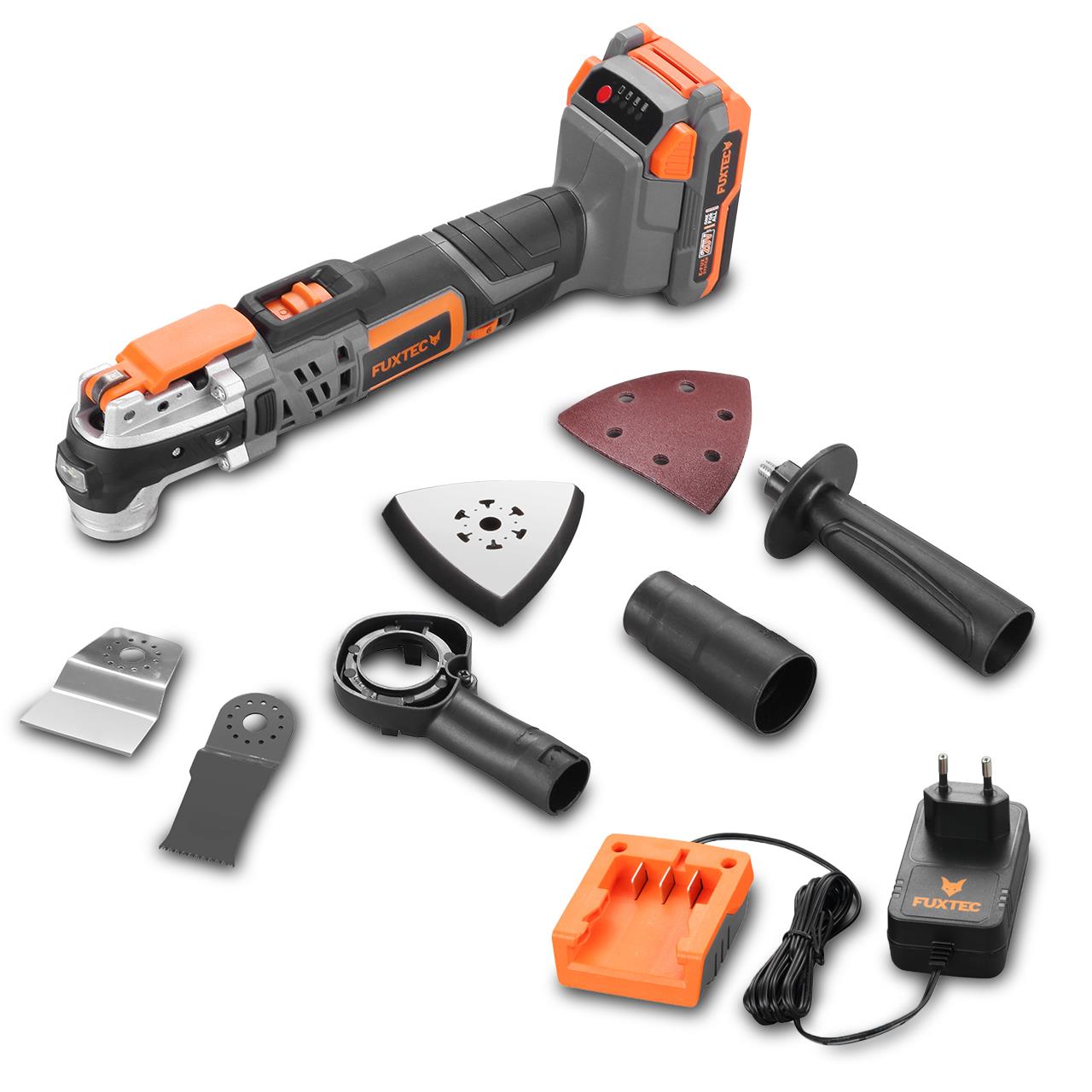 FUXTEC 20V akumulátorové multifunkcní náradí FX-E1MT20 SET s 1 x akumulátorem 2Ah, 1 x nabíjeckou 1A