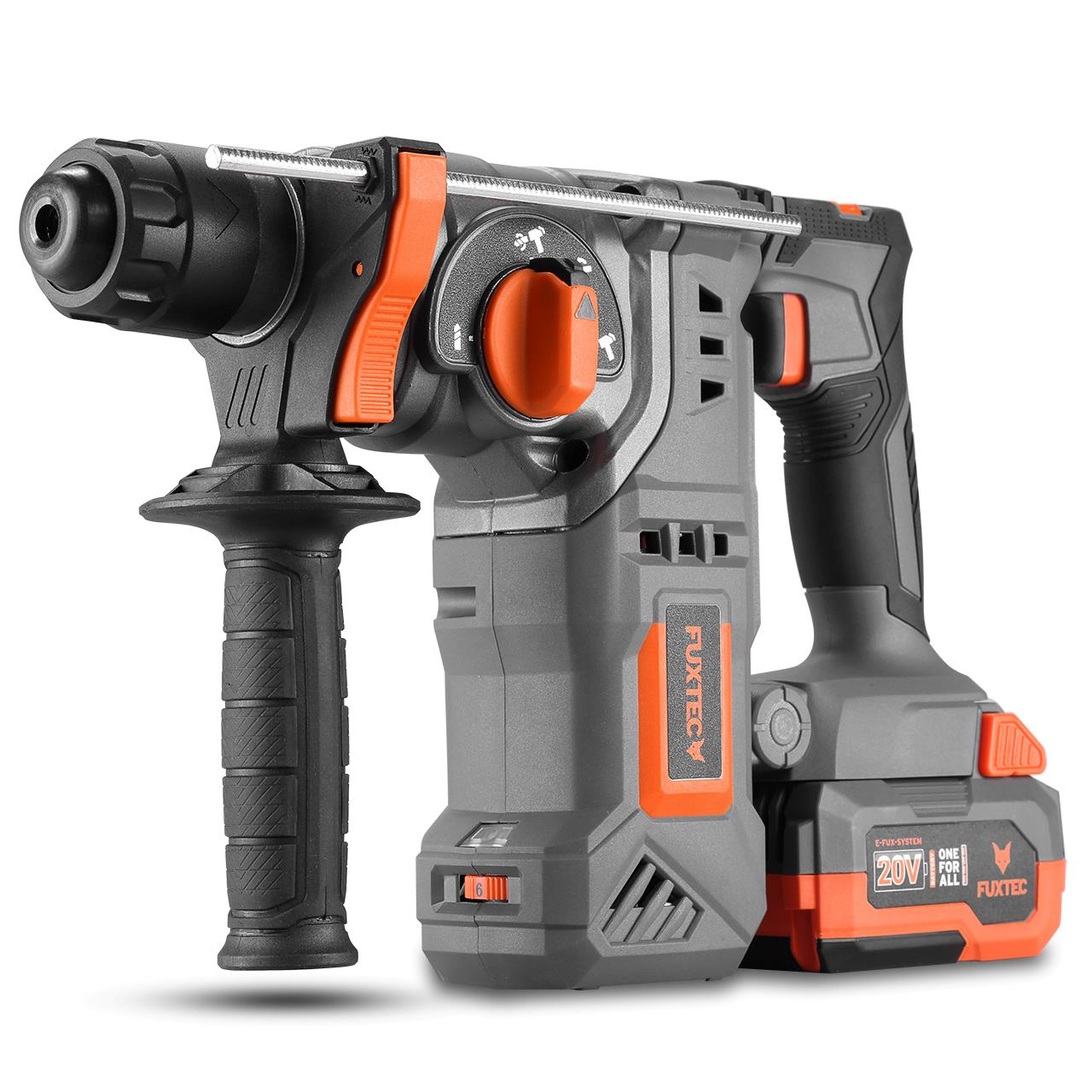 Akumulátorové rotacné kladivo FUXTEC 20V FX-E1RH20 SET s 1 x batériou 4Ah, 1 x nabíjackou 1A