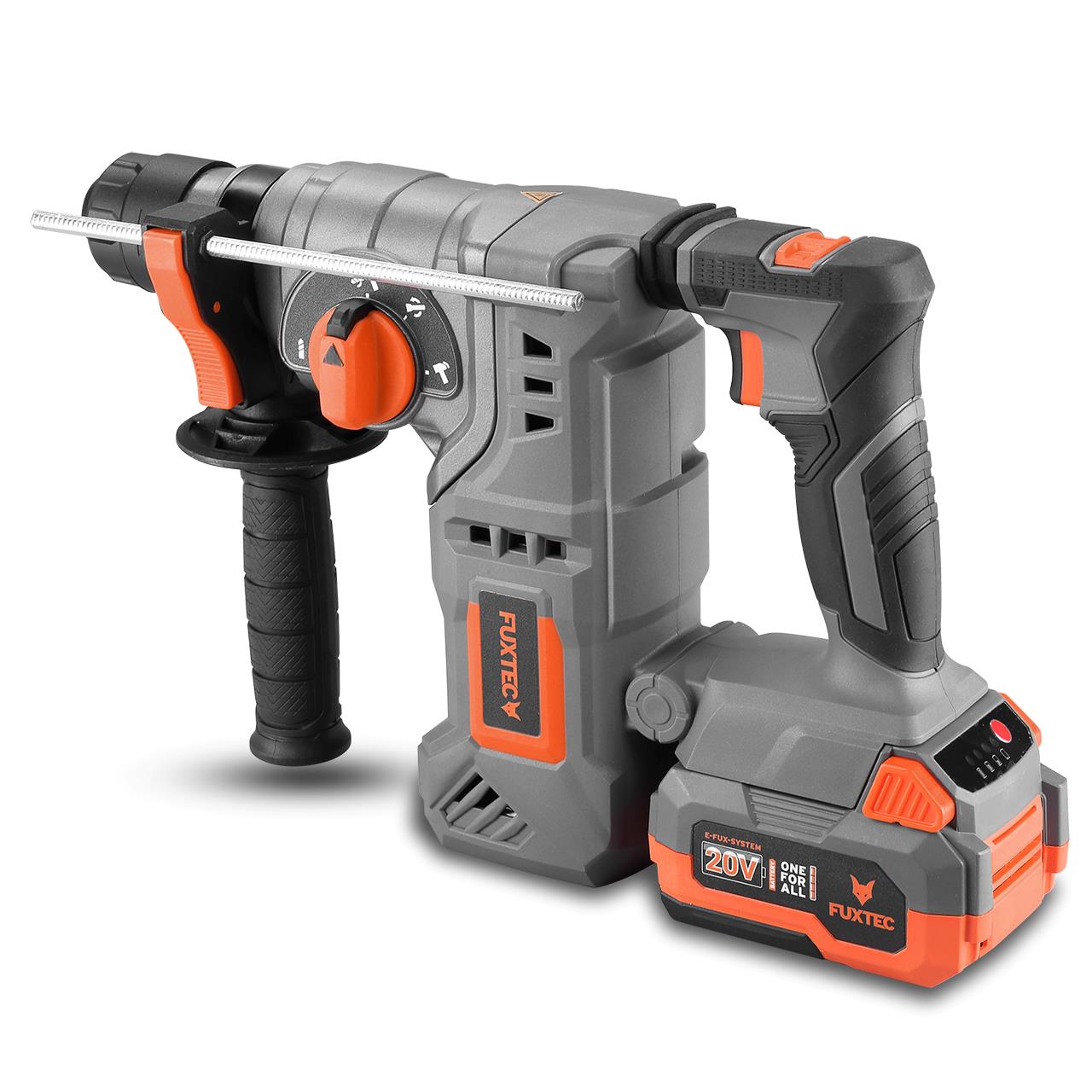 Akumulátorové rotacné kladivo FUXTEC 20V FX-E1RH20 SET s 1 x batériou 4Ah, 1 x nabíjackou 1A