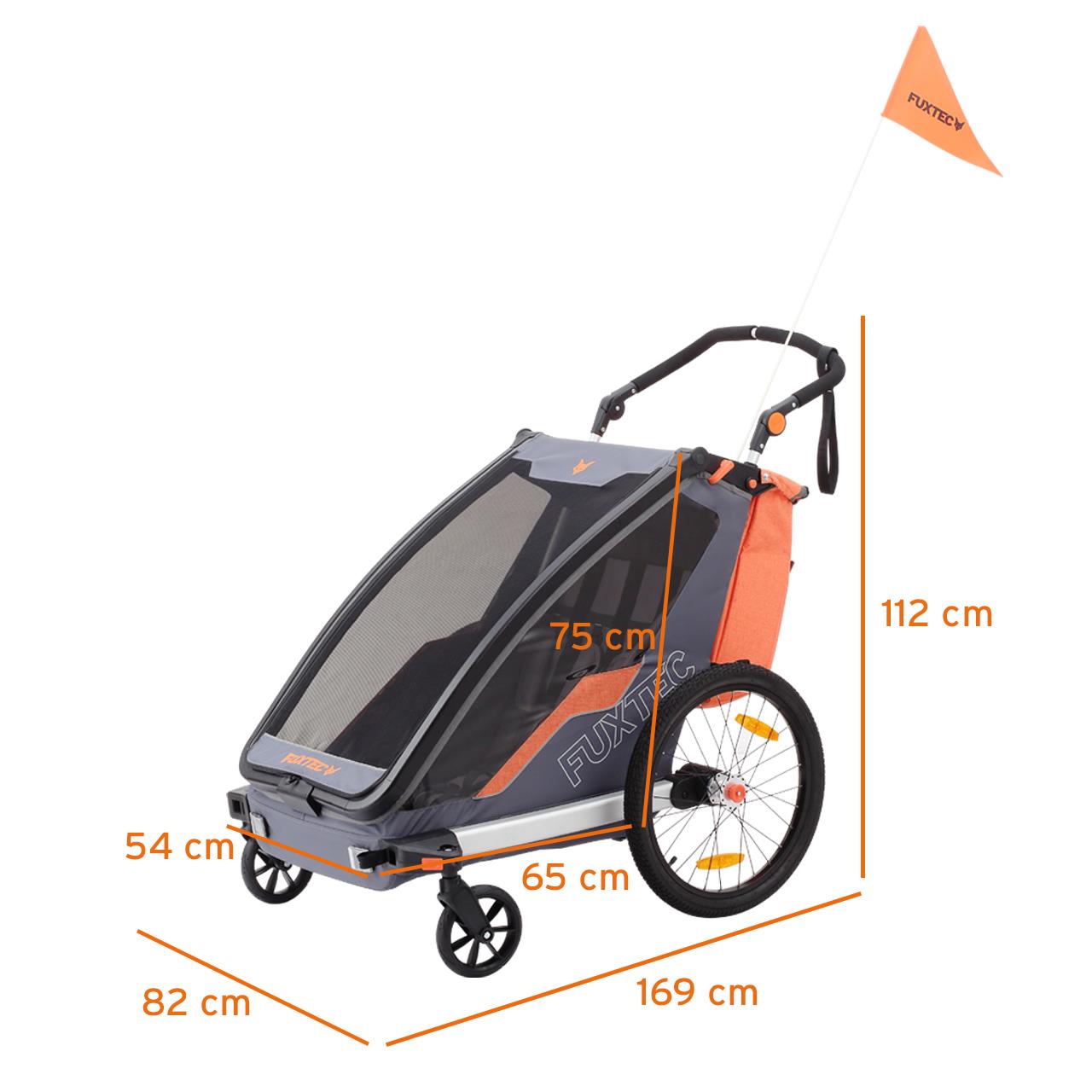 FUXTEC prívesný vozík za bicykel / jogger FX-FA1-SET-GRAY s jogger kolesom