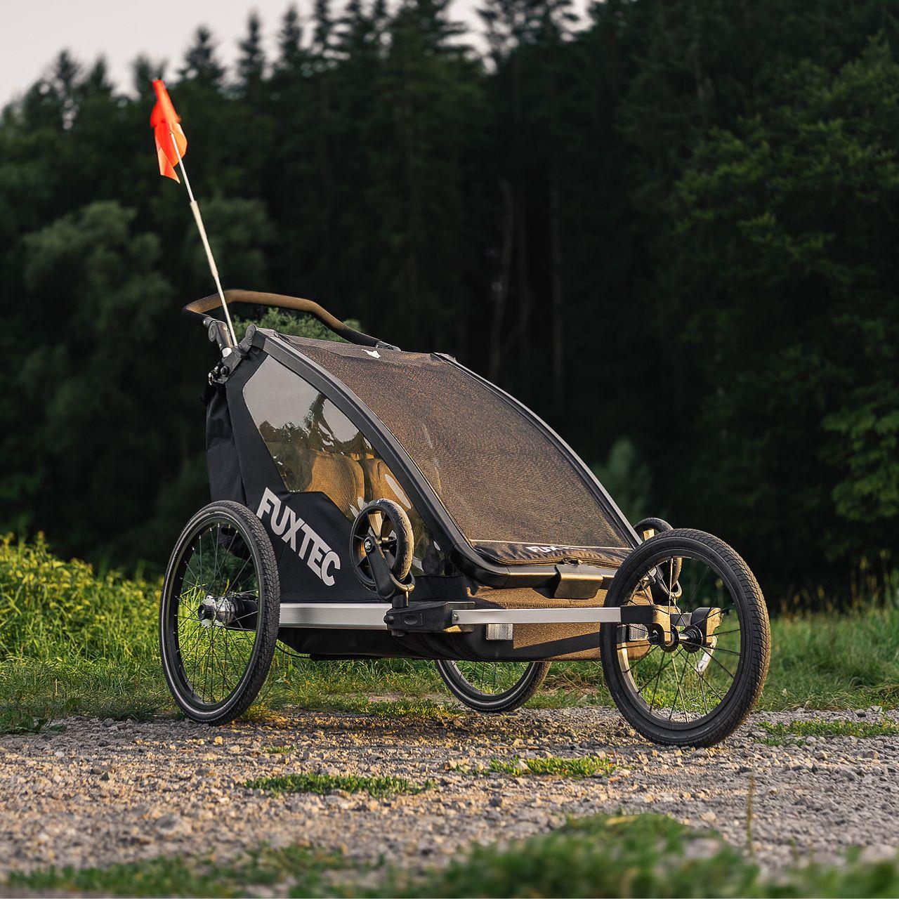 Prívesný vozík za jízdní kolo FUXTEC FX-FA1-SET-PURPUR s koleckem pro jogger