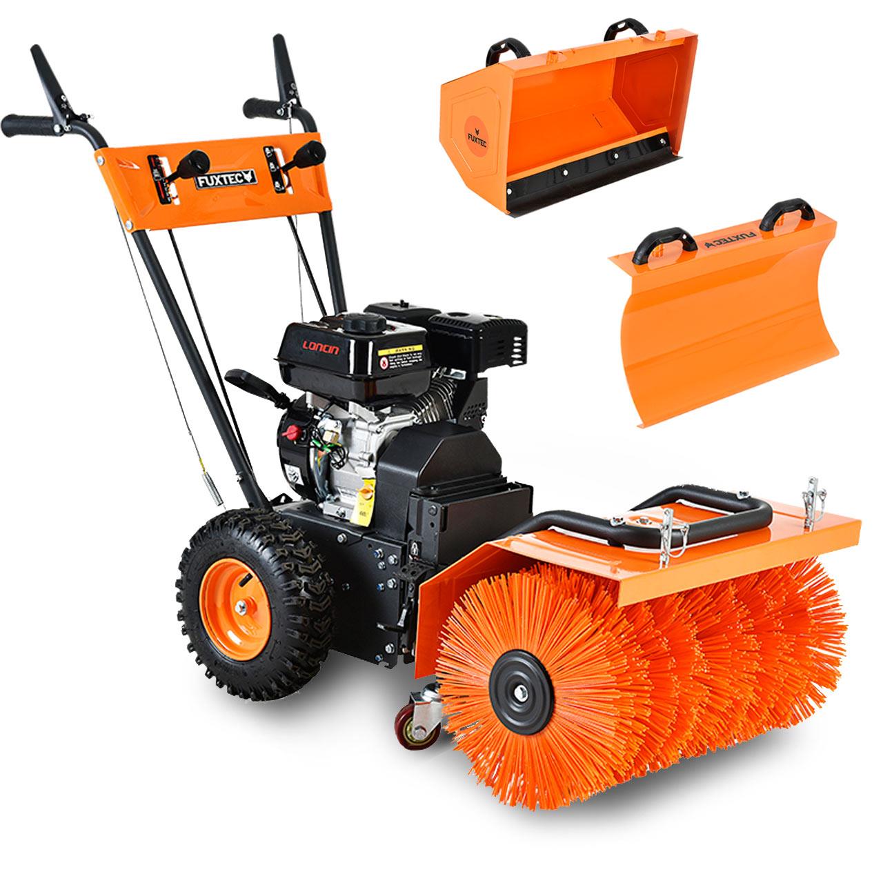 Sada benzínového zametacího stroje FUXTEC FX-KM196-SET3 s radlicí na sníh a nádobou na necistoty