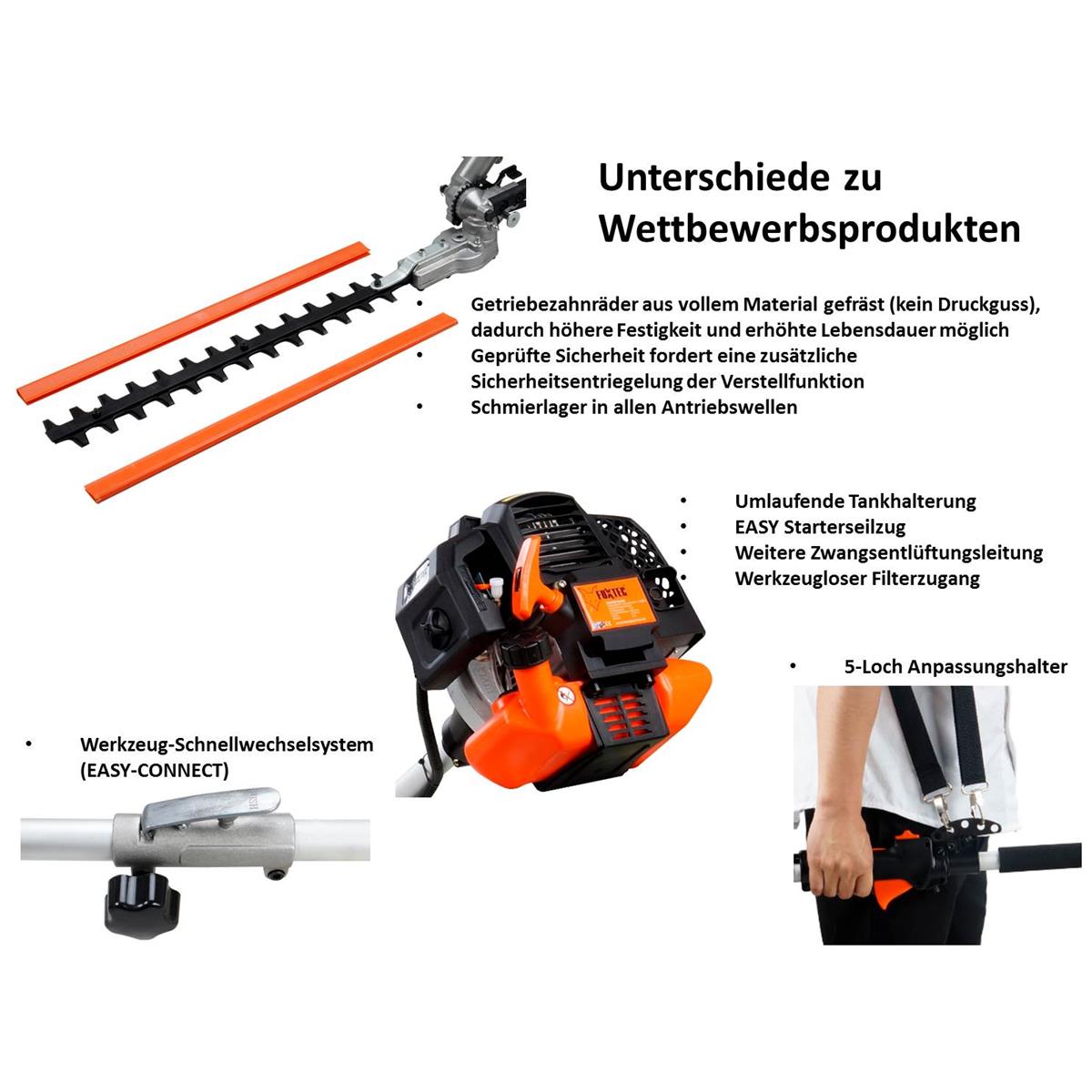 FUXTEC FX-MT252ER Multitool 5v1 benzínový krovinorez s nastavitelným tycovým vyžínacom