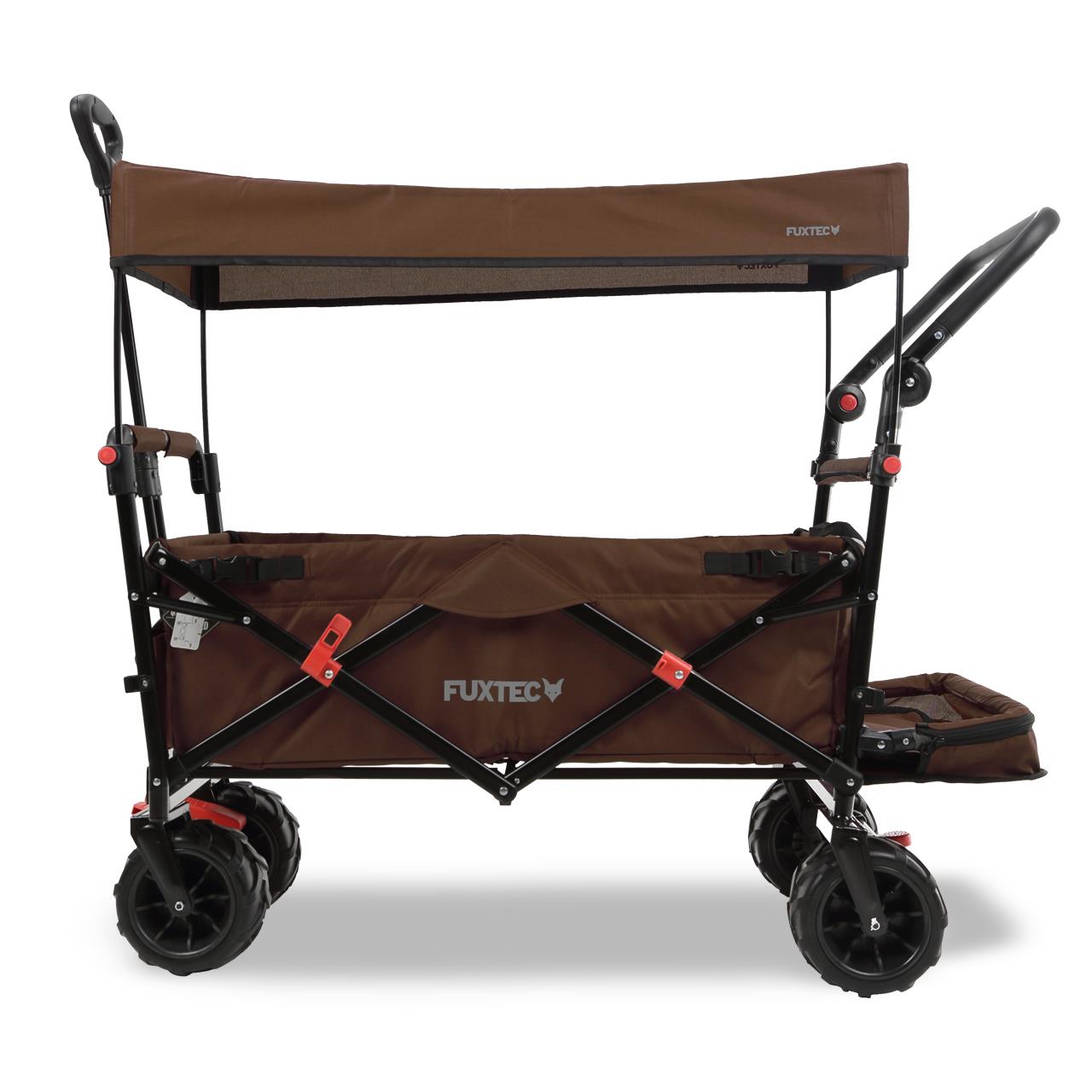 Plážový rucný vozík FUXTEC FX-CTB800 so slnecnou strieškou s UV ochranou, rukovätou na tlacenie a vnútorným rozšírením