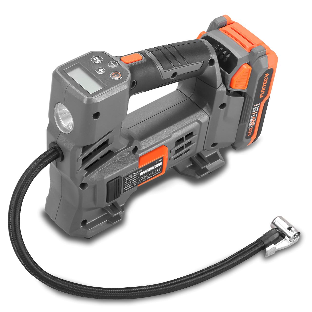 FUXTEC 20V batériový kompresor FX-E1CI20 SET s 1 x batériou 2Ah, 1 x nabíjackou 1A