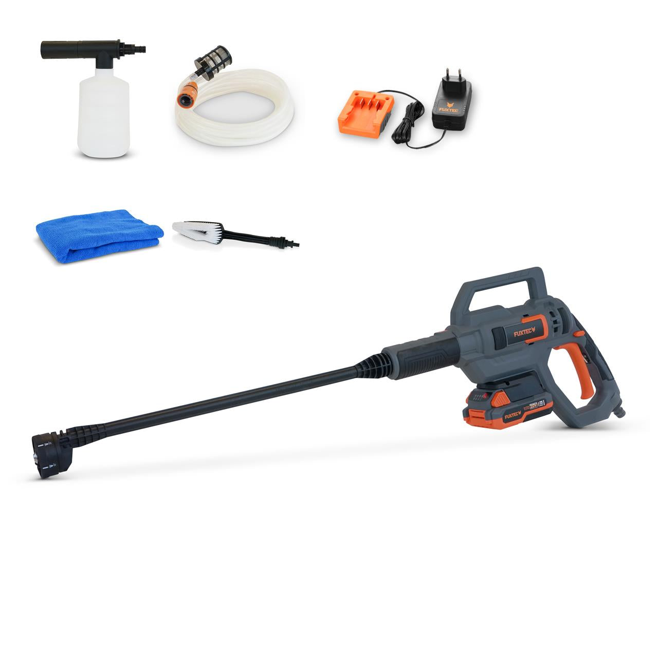FUXTEC 20V akumulátorový vysokotlakový cistic FX-E1HDR20 SET s 1 x batériou 2Ah, 1 x nabíjackou 1A