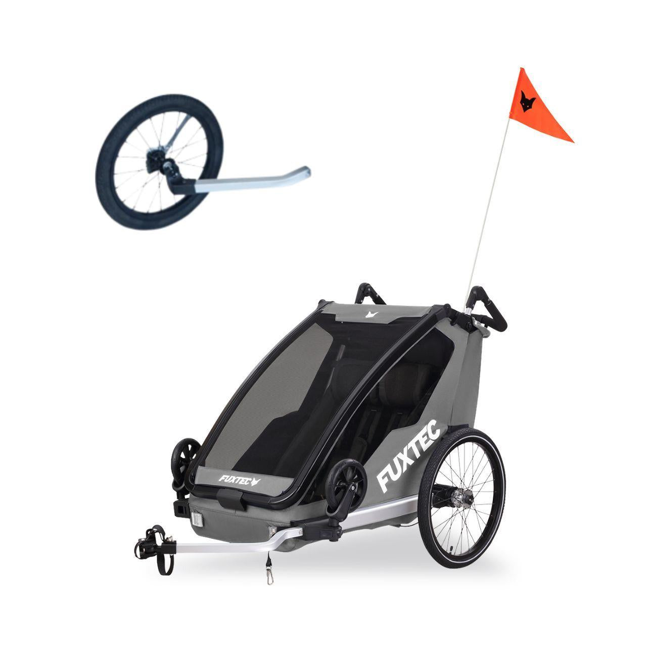 FUXTEC prívesný vozík za bicykel / jogger FX-FA1-SET-GRAY s jogger kolesom