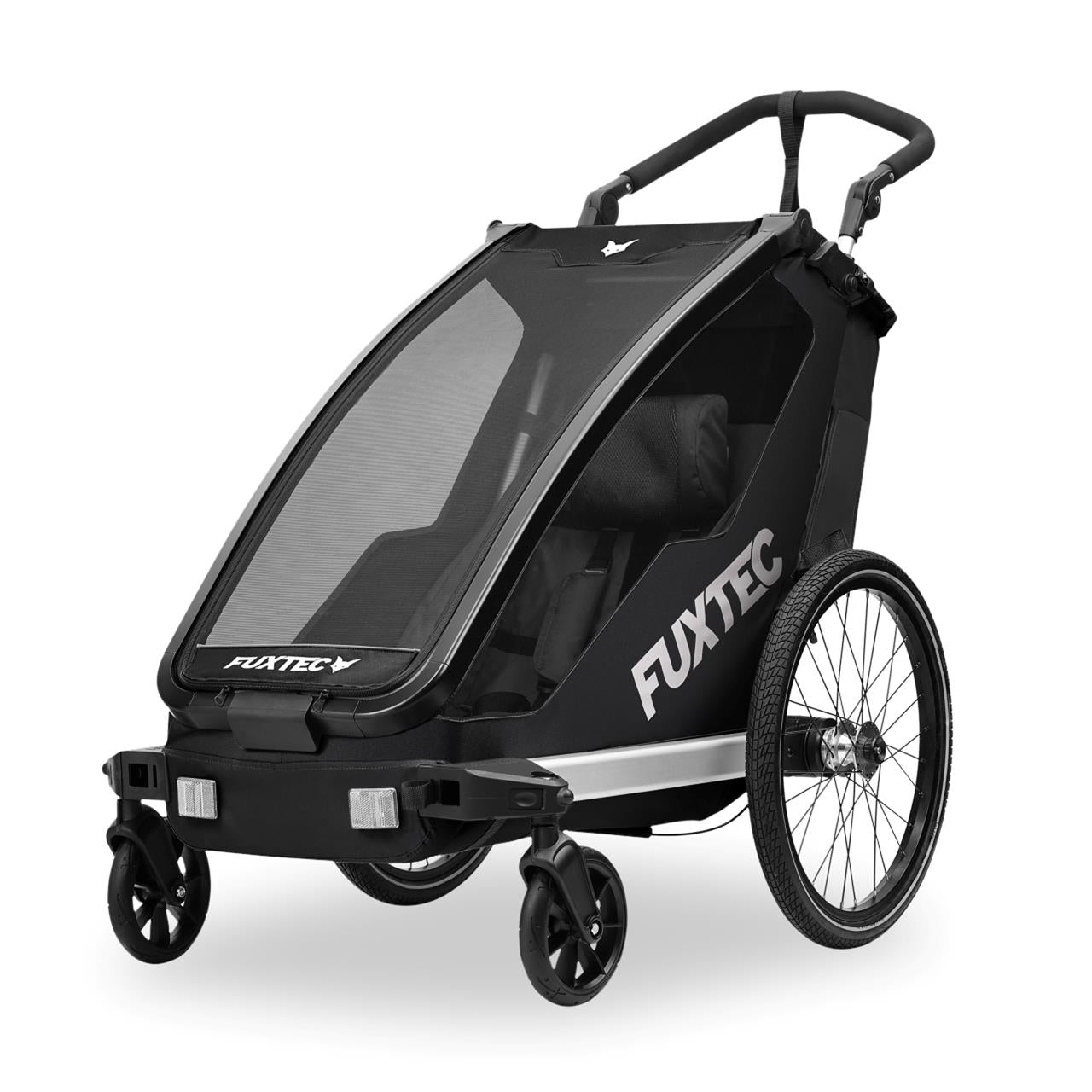 Príves na bicykel FUXTEC FX-FA1S cierny s kolieskom na jogger
